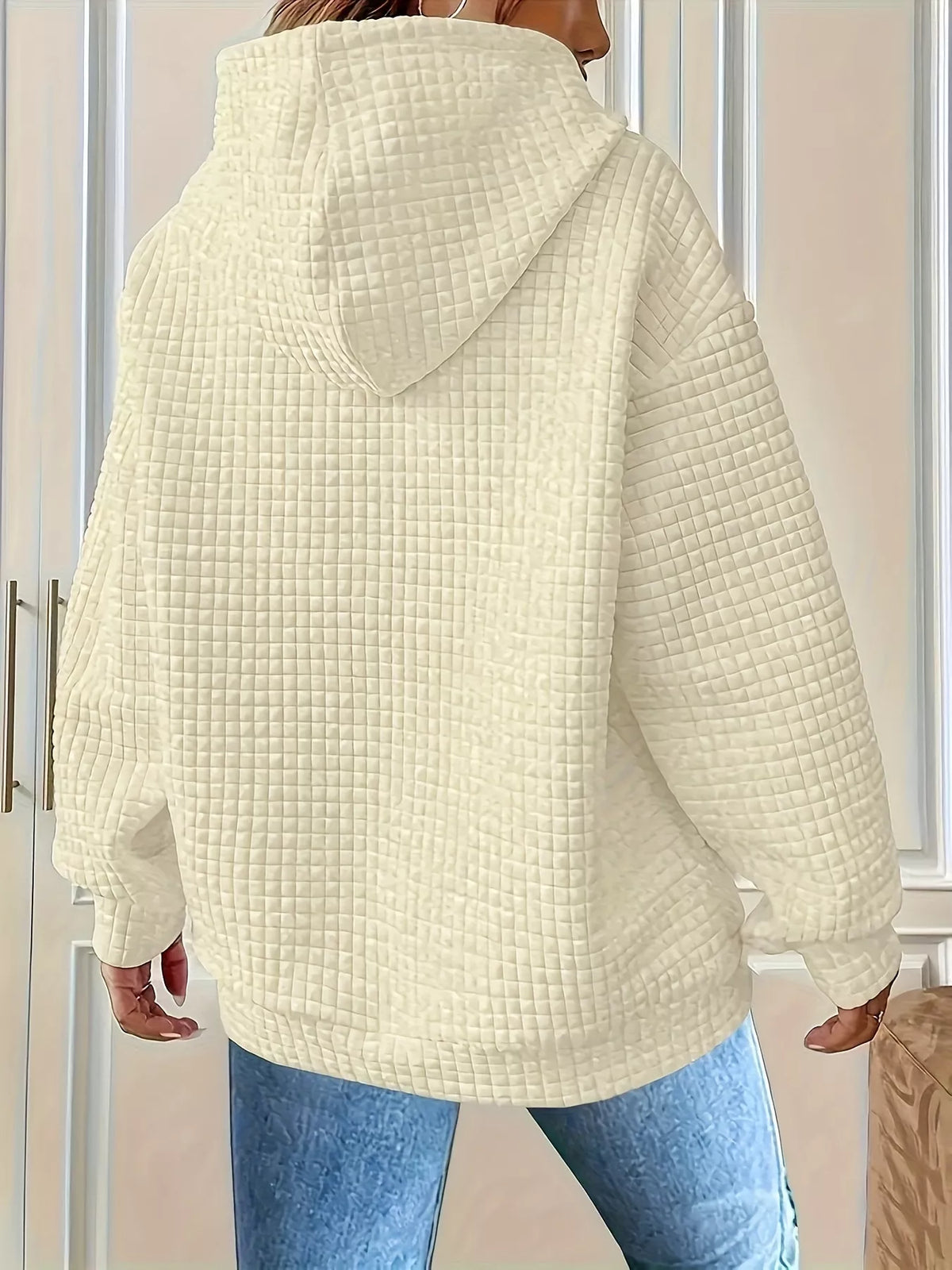 Textured Knit Drawstring Hoodie
