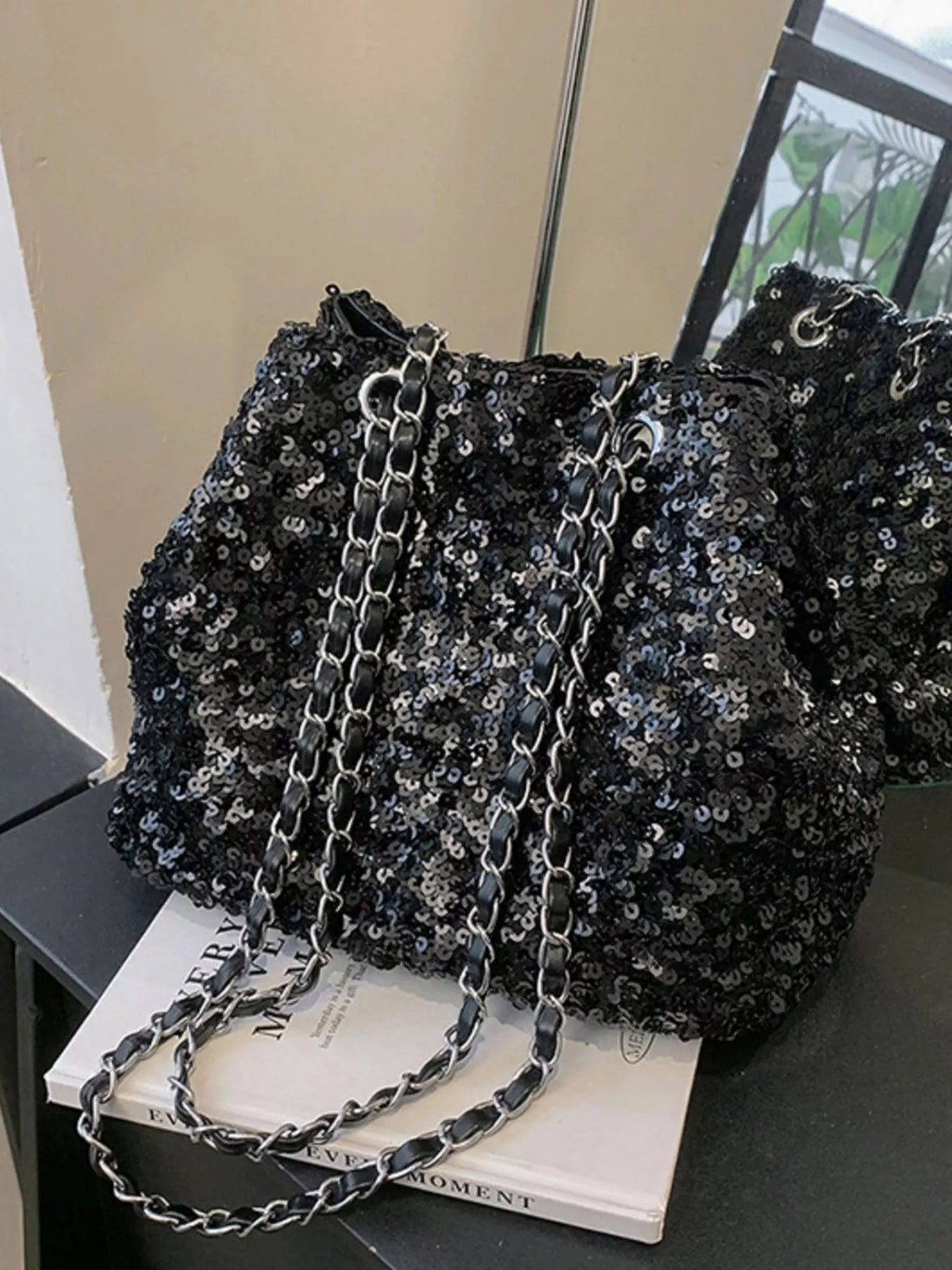 Sequin Bucket Shoulder Bag