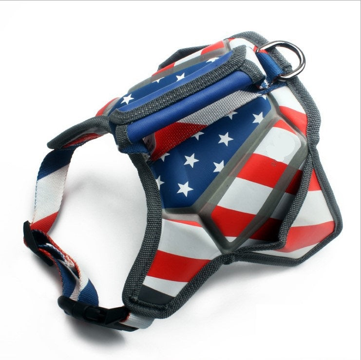 USA Patriotic Star Dog Harness + Leash Set