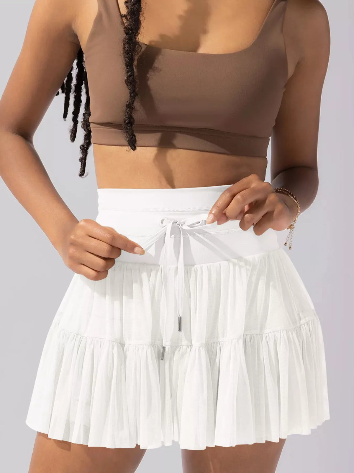 Tiered Skort with Drawstring