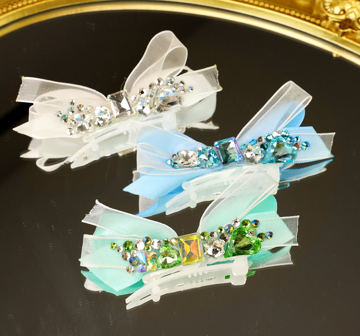 Crystal Ribbon Pet Bow Hair Clip