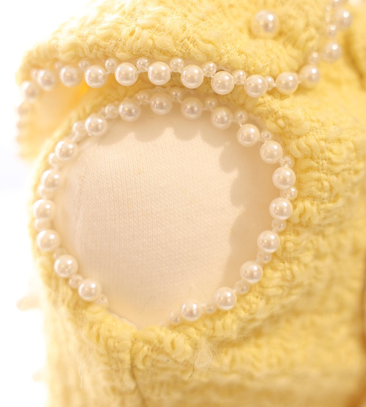Yellow Tweed Pet Dress with Pearl Collar
