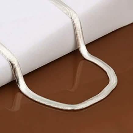 .925 Solid Sterling Silver Flat Snake Link Chain