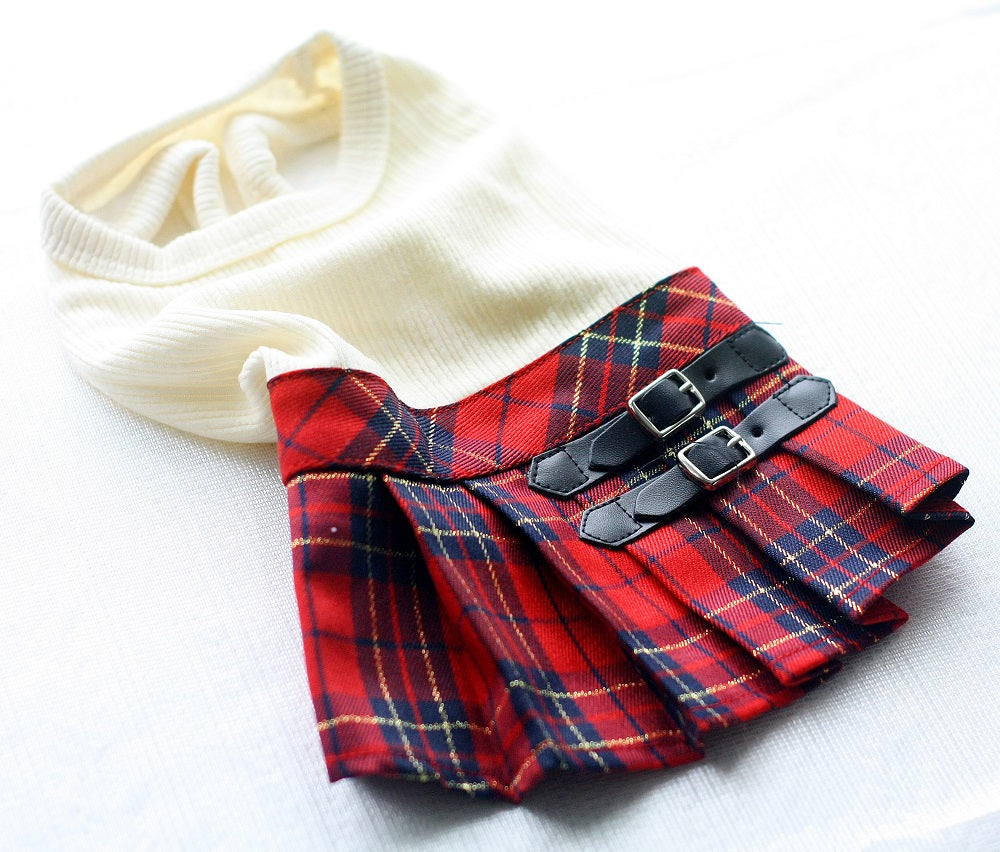 Plaid Dog Kilt Skirt Sweater