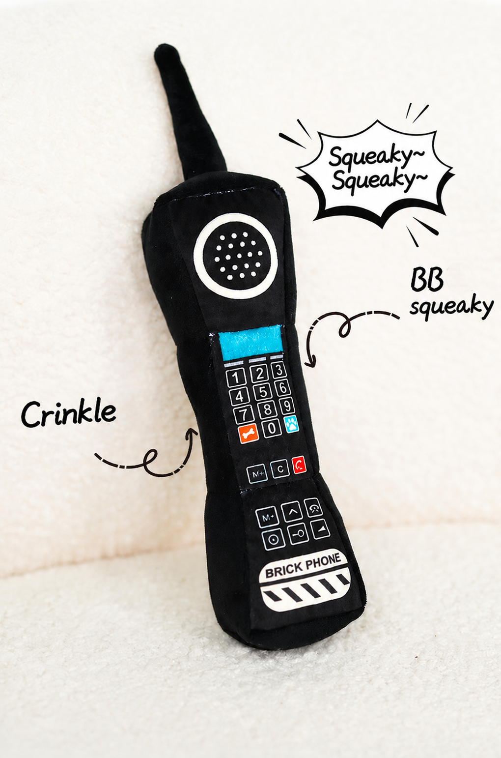 Retro Brick Phone Plush Squeaky Dog Toy