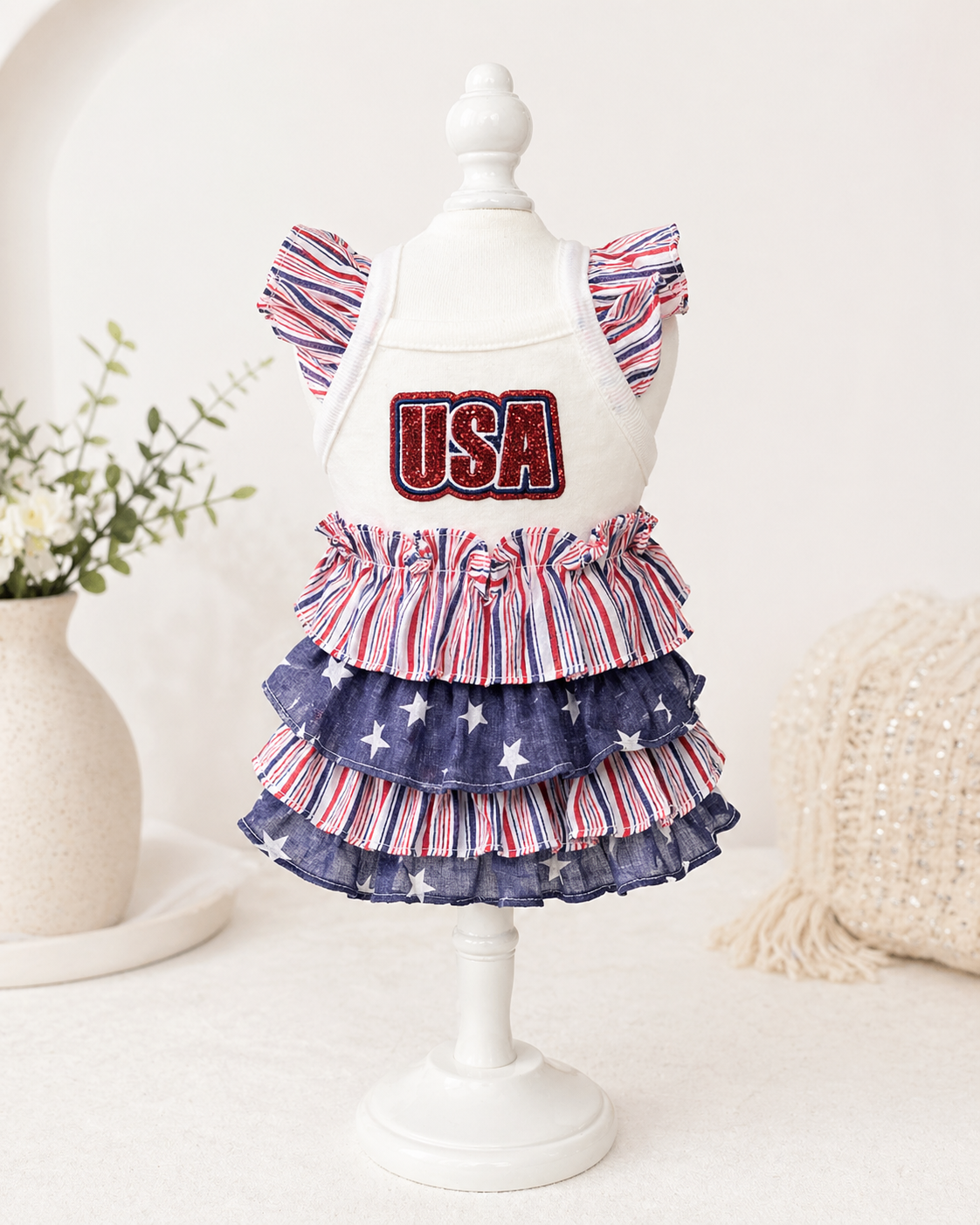 USA Flag Patriotic Dog Dress for 4th of July