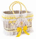 Yellow Lace Wicker Pet Carrier Basket
