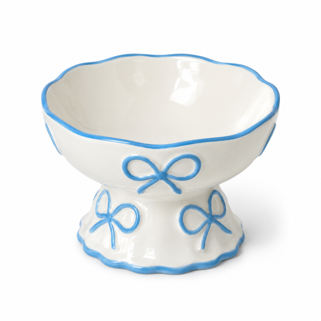 Bow Pedestal Ceramic Pet Bowl
