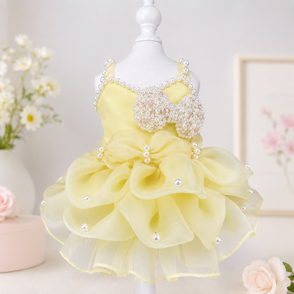 Yellow Pearl Princess Dog Dress
