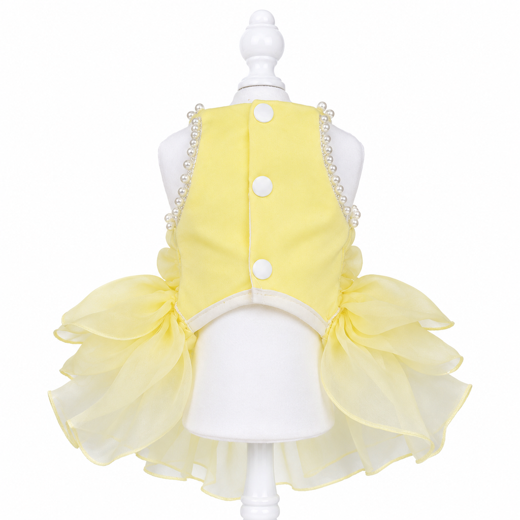Yellow Pearl Princess Dog Dress