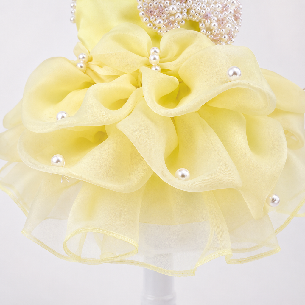 Yellow Pearl Princess Dog Dress