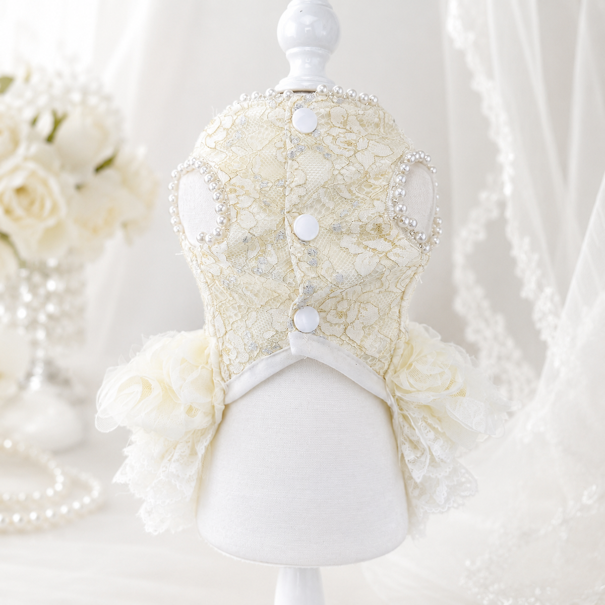 Pearl Rose Lace Pet Dress