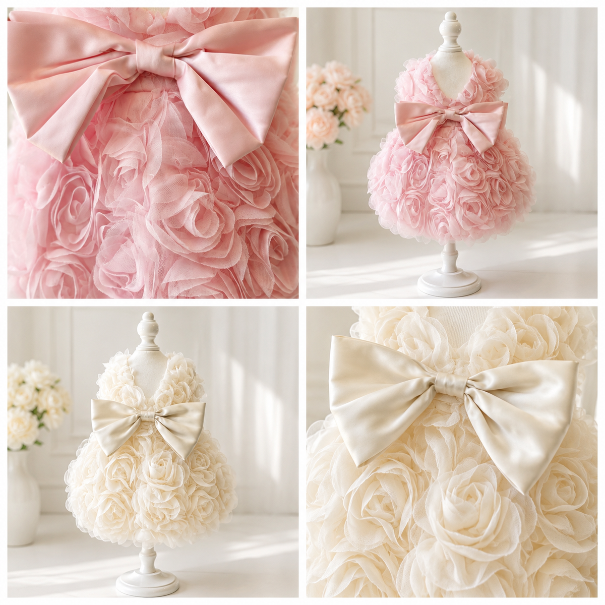 Rose Pet Dress with Satin Bow