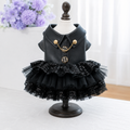 Leather Jacket Black Sequin Tutu Dog Dress
