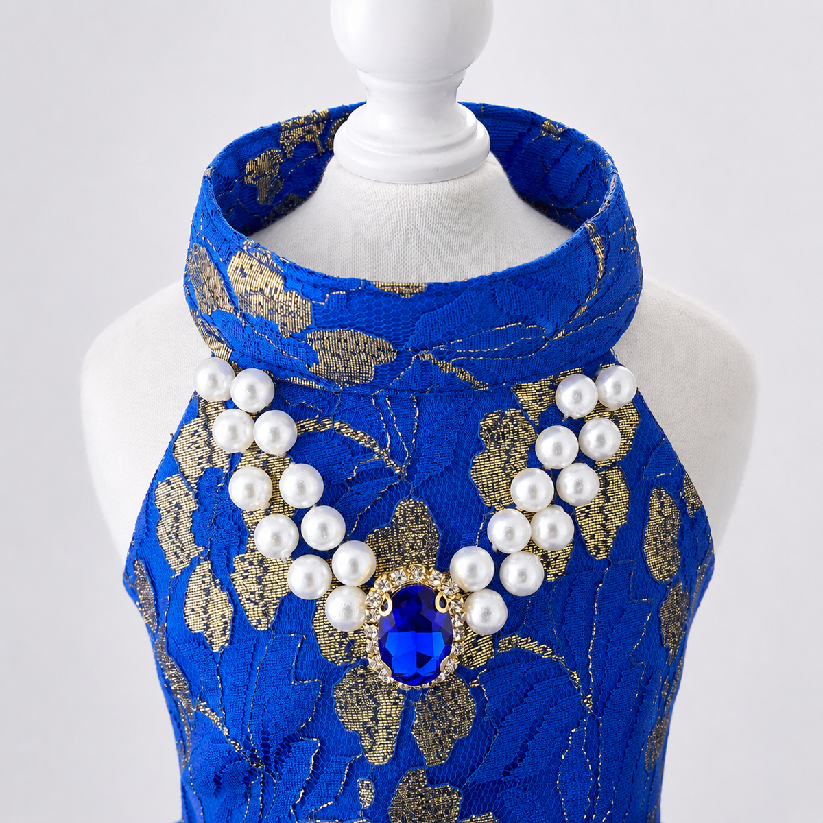 Royal Blue Gold Princess Dog Gown