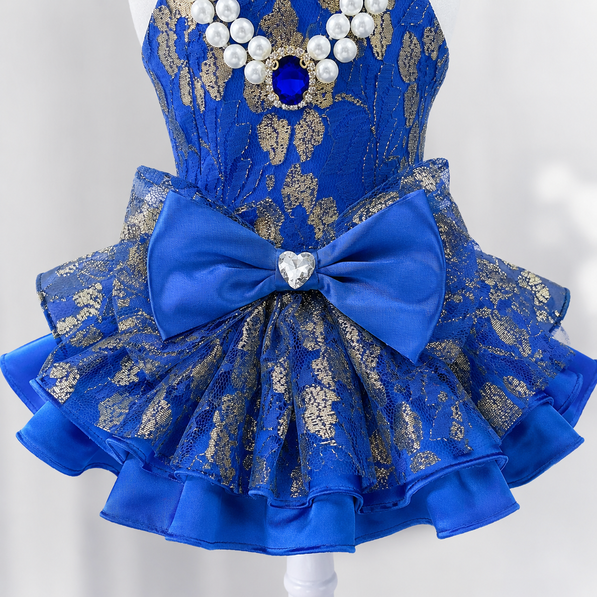 Royal Blue Gold Princess Dog Gown
