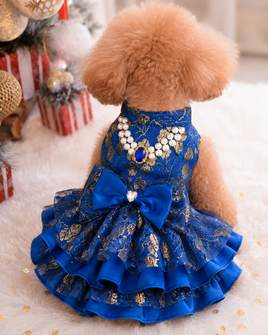 Royal Blue Gold Princess Dog Gown