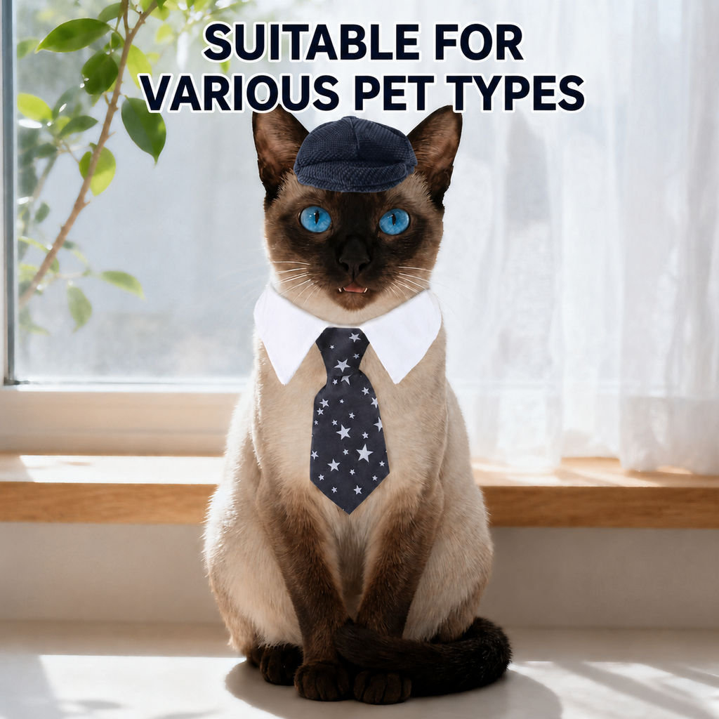 Vintage Pet Flat Cap and Tie Set
