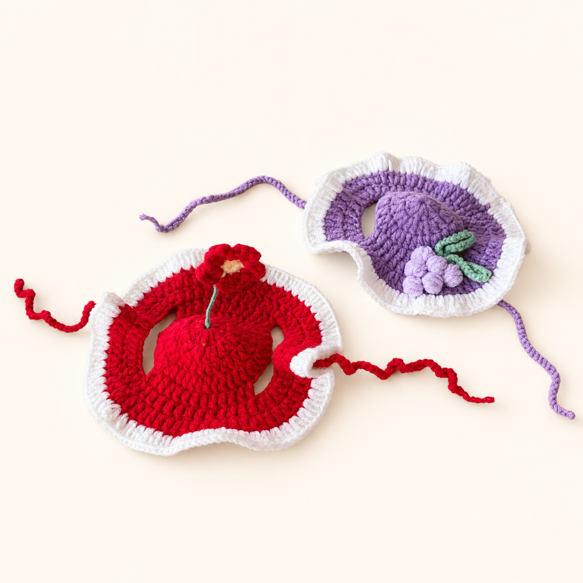 Crochet Flower and Grape Pet Hat