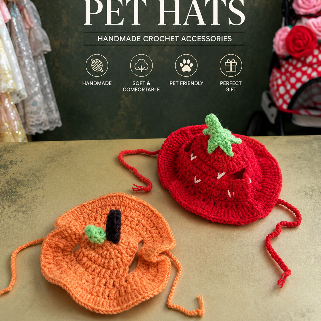 Crochet Fruit Pet Hat Set