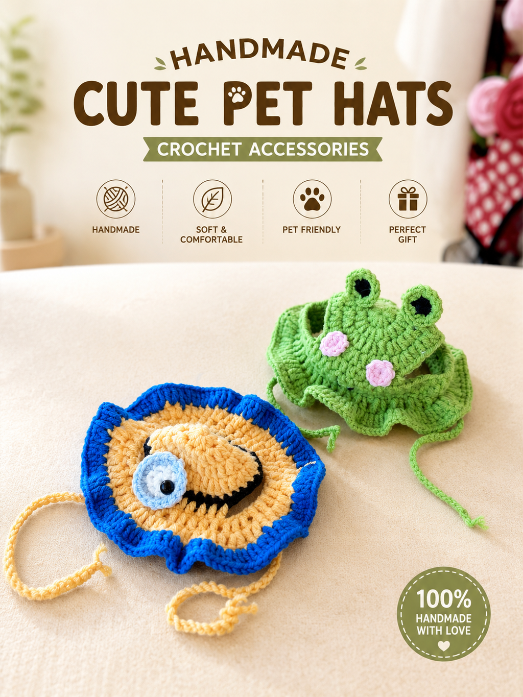 Crochet Frog Pet Hat