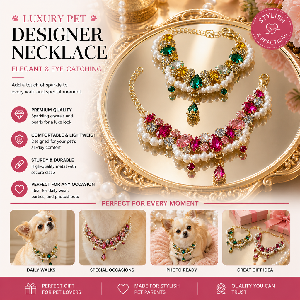 Pearl and Crystal Pet Necklace