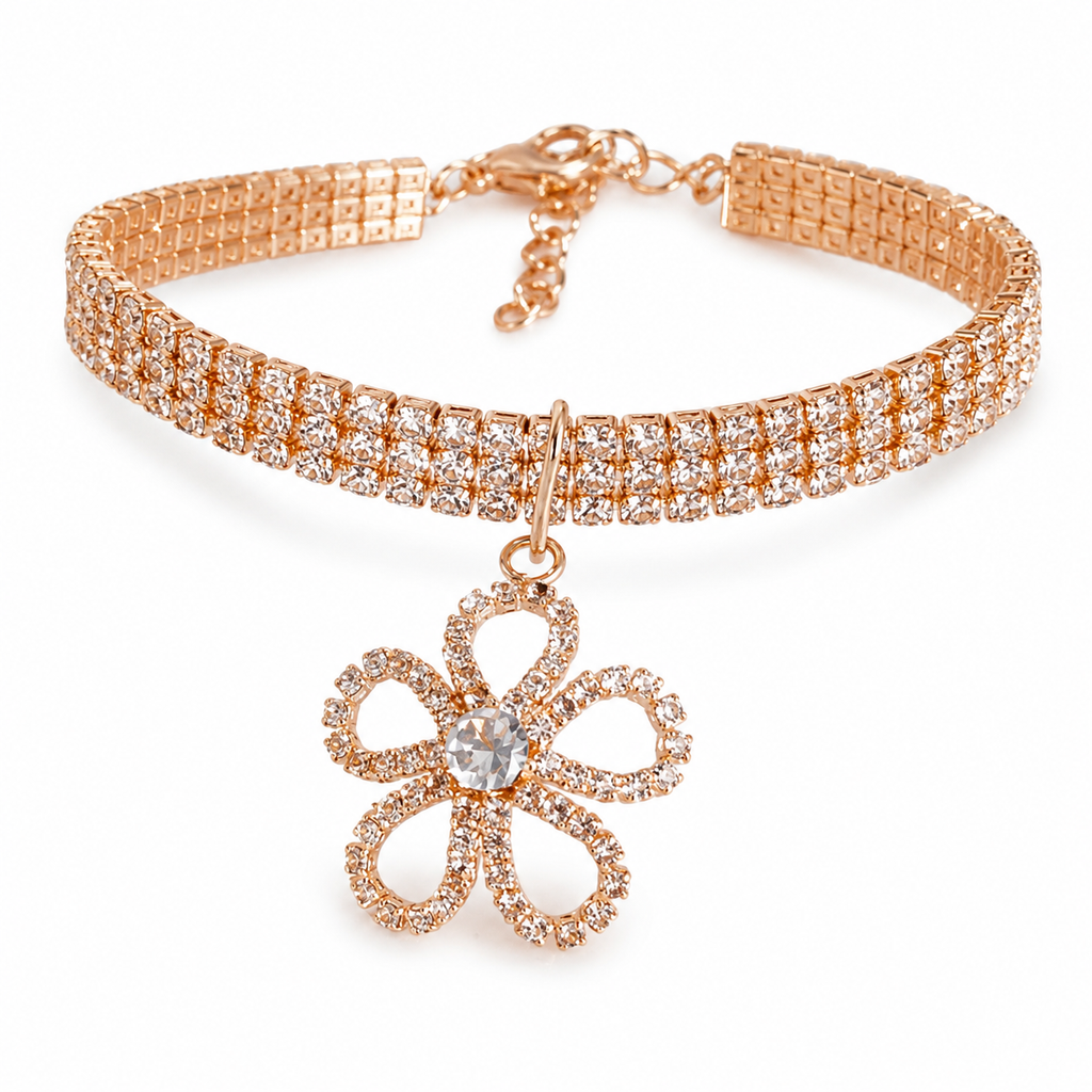 Crystal Flower Pet Necklace