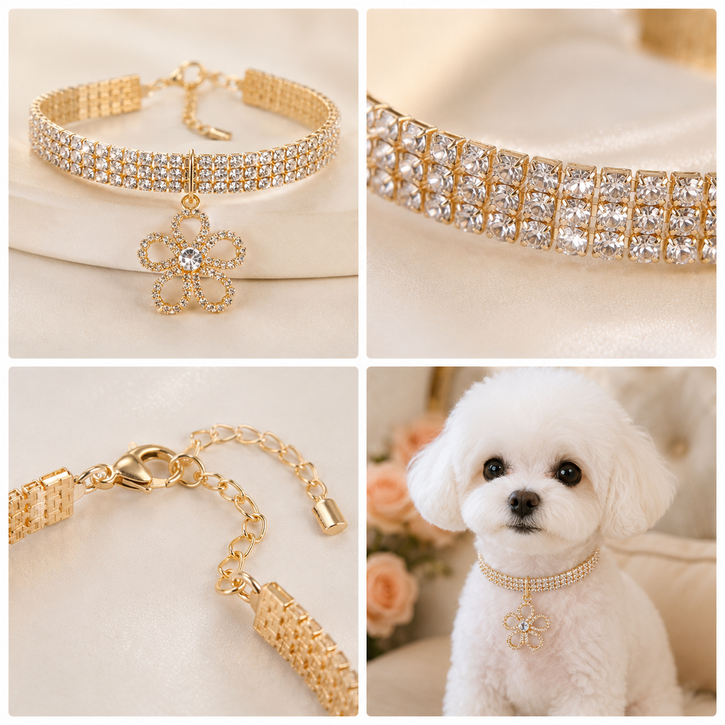 Crystal Flower Pet Necklace