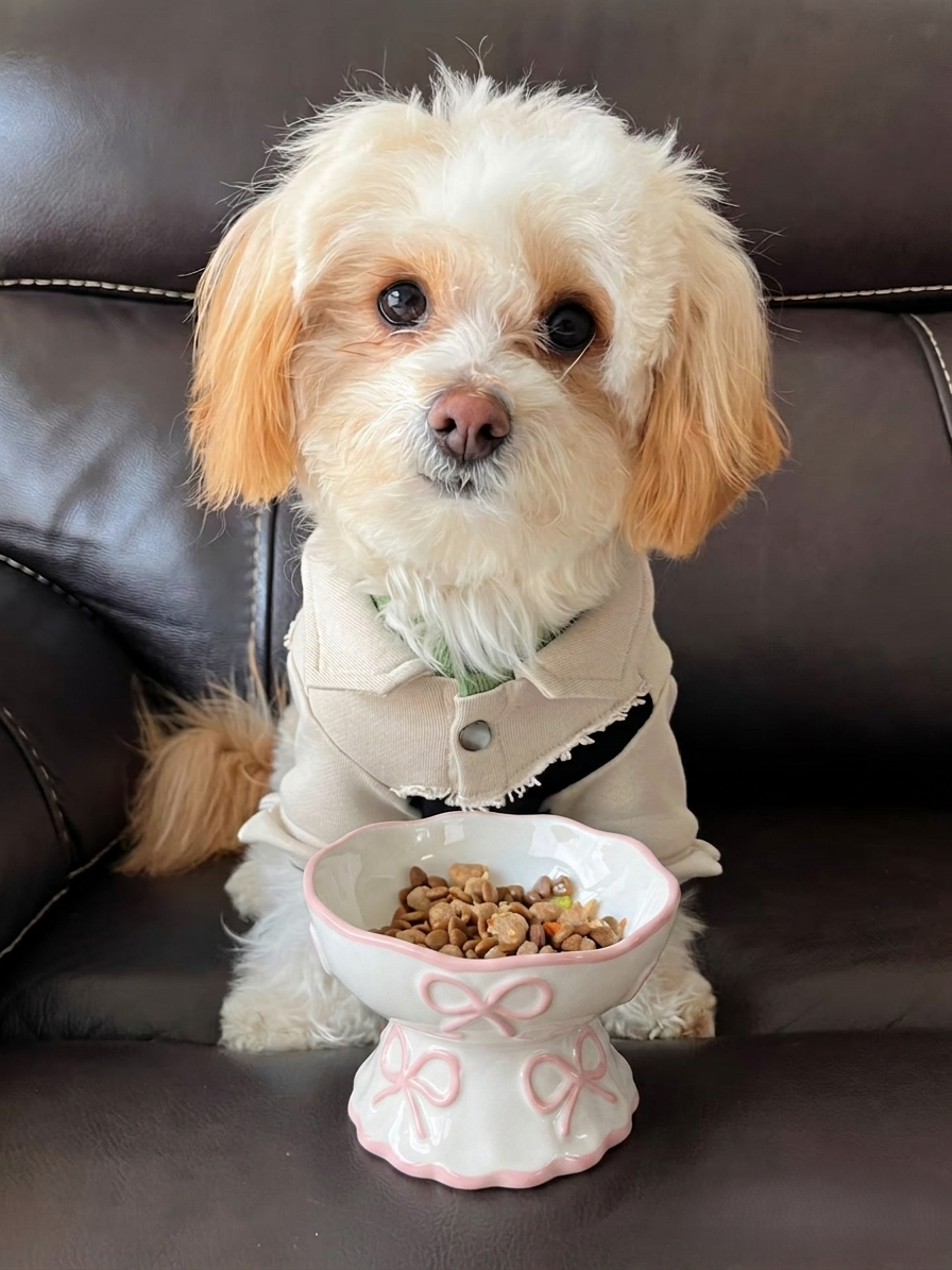 Bow Pedestal Ceramic Pet Bowl