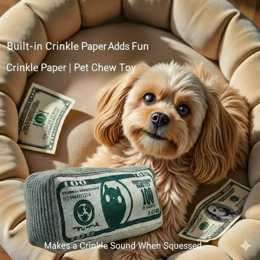 Play Money Roll Crinkle Dog Toy