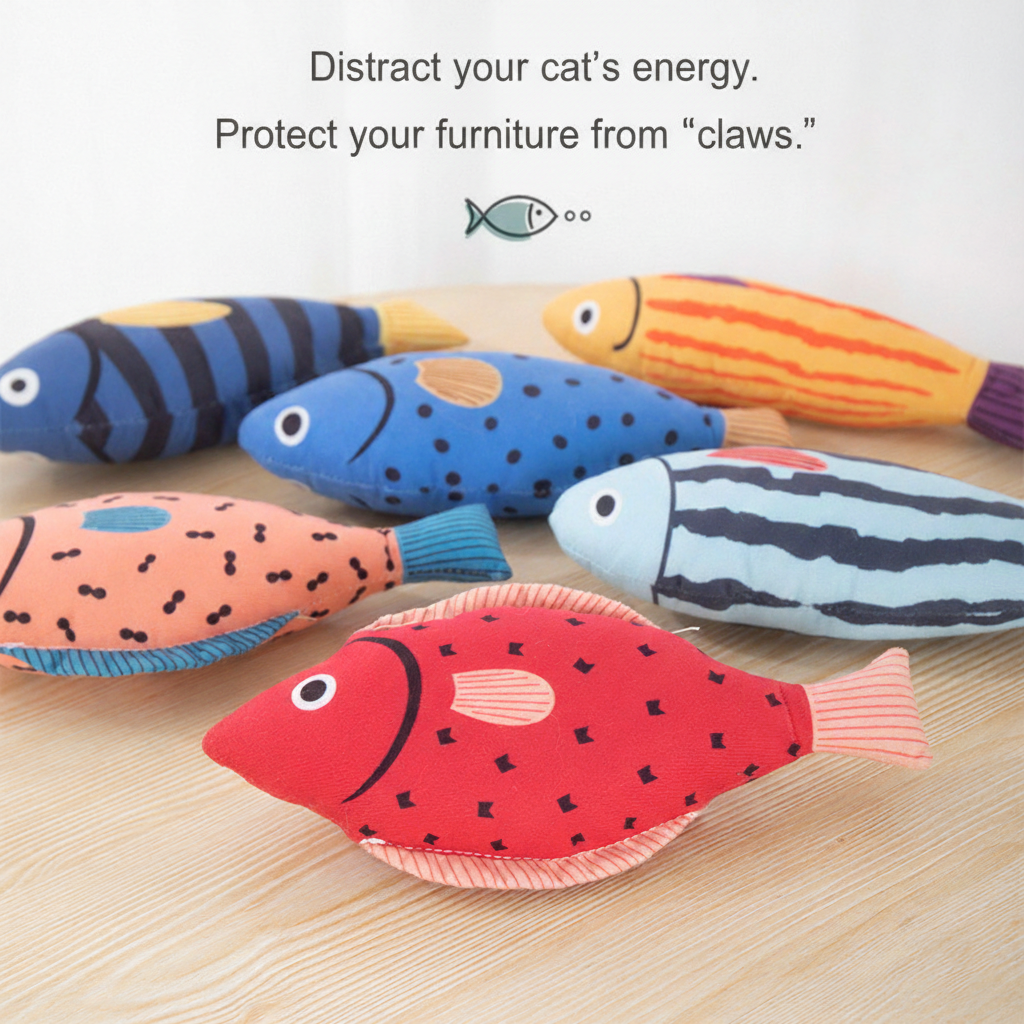 Catnip Fish Plush Cat Toy with Bell