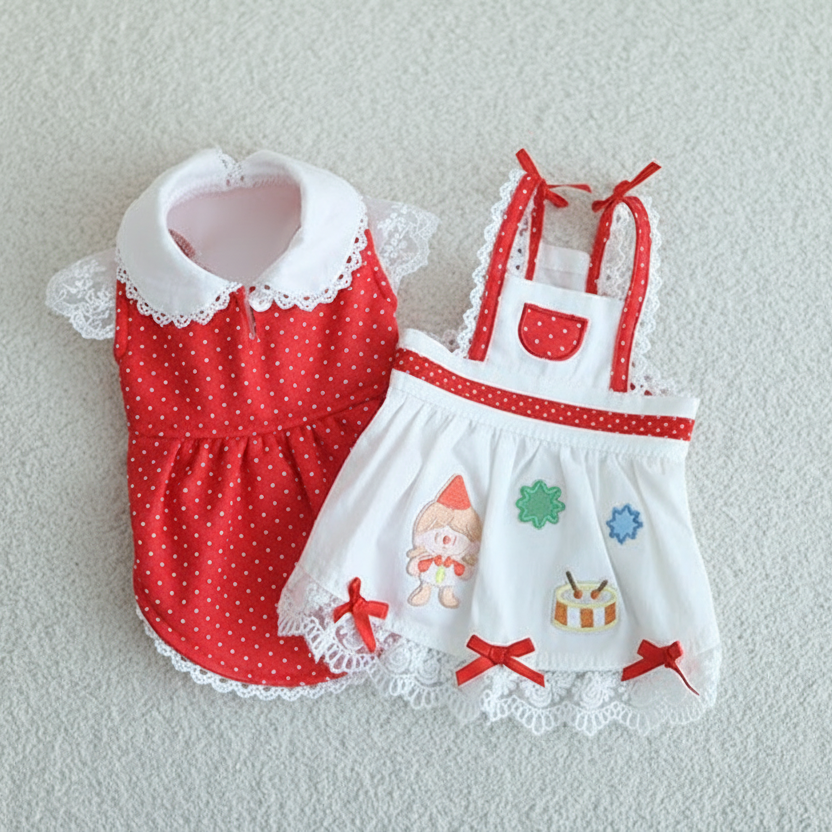 Red Polka Dot 2-Piece Dog Dress Set