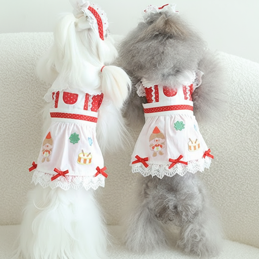 Red Polka Dot 2-Piece Dog Dress Set