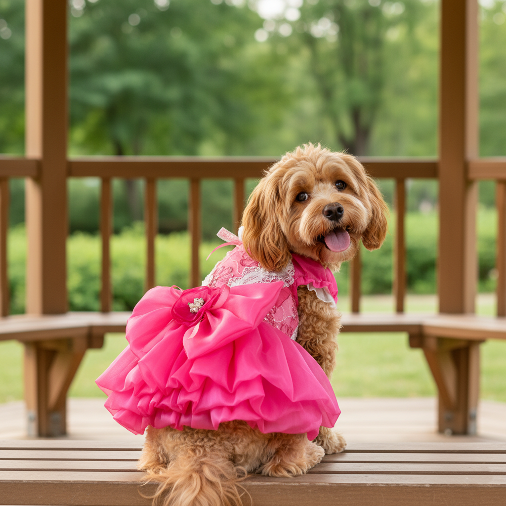 Hot Pink Lace Dog Party Dress