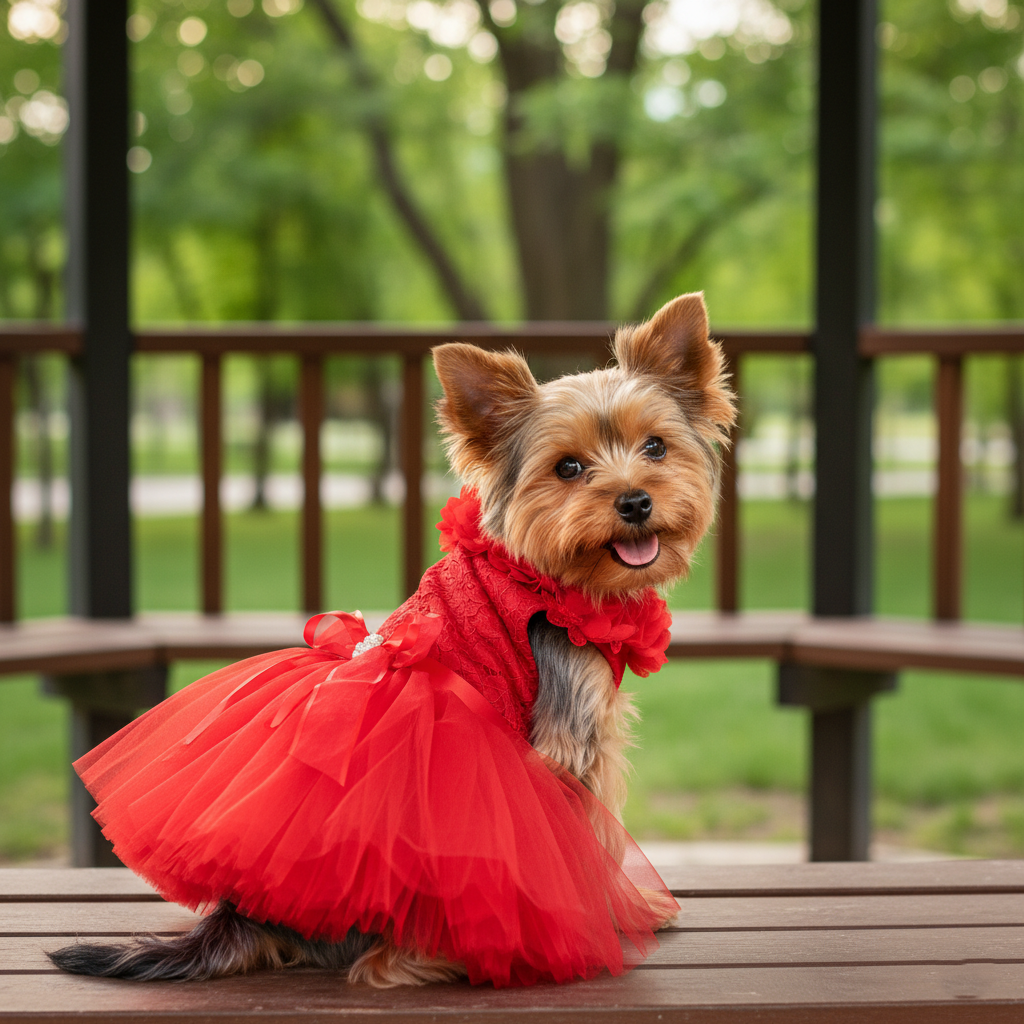 Red Rose Fairytale Dog Wedding Dress