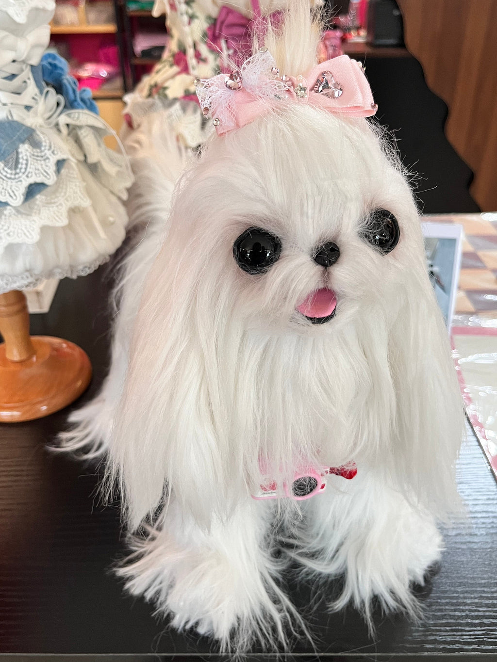 Lace Heart Rhinestone Pet Bow Hair Clip