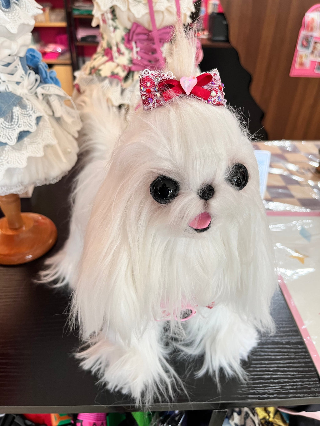 Lace Heart Crystal Pet Bow Hair Clip