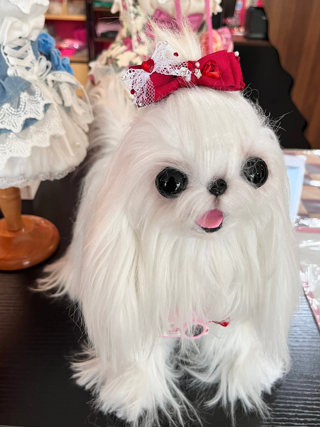 Lace Heart Rhinestone Pet Bow Hair Clip