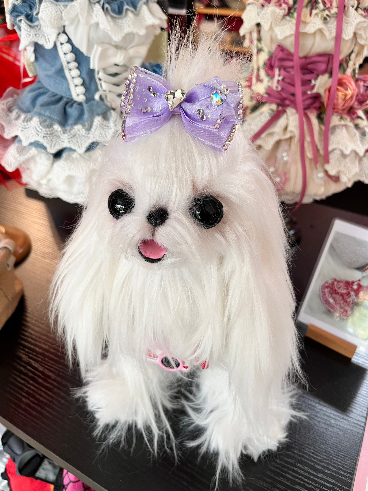 Rhinestone Tulle Pet Bow Hair Clip