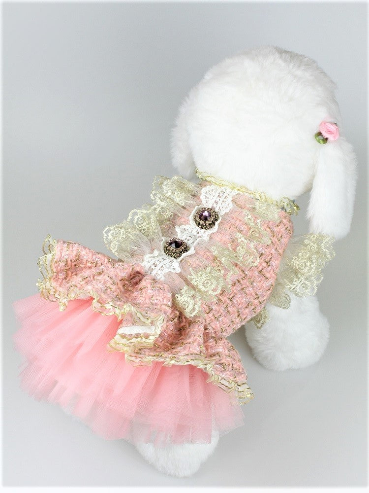 Vintage Pink Tweed Dog Dress