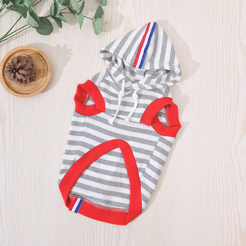 Striped French Print Dog Hoodie