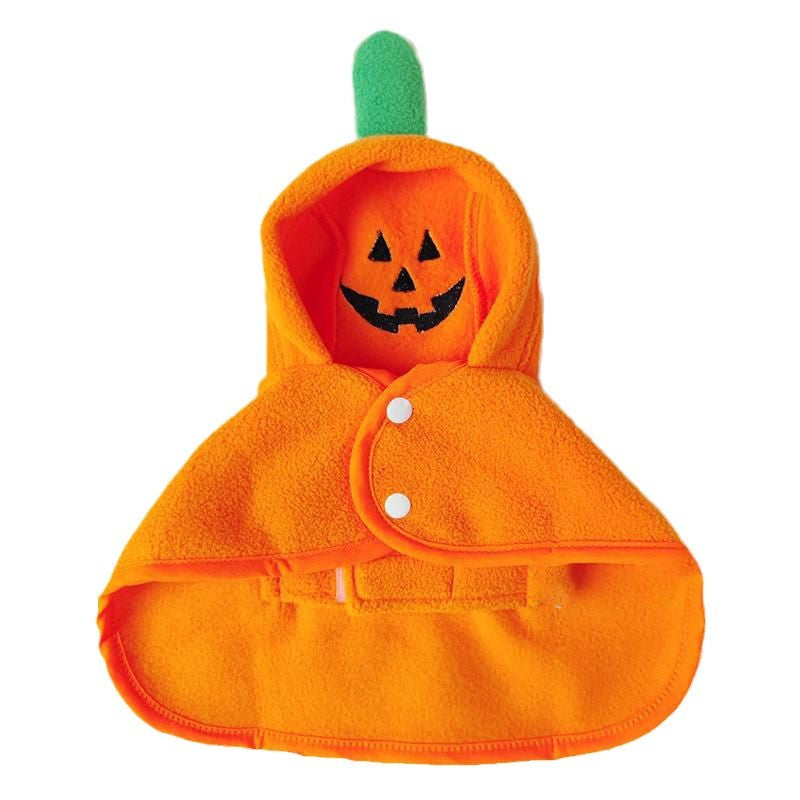 Pumpkin Hooded Dog Cape with Snap Buttons
