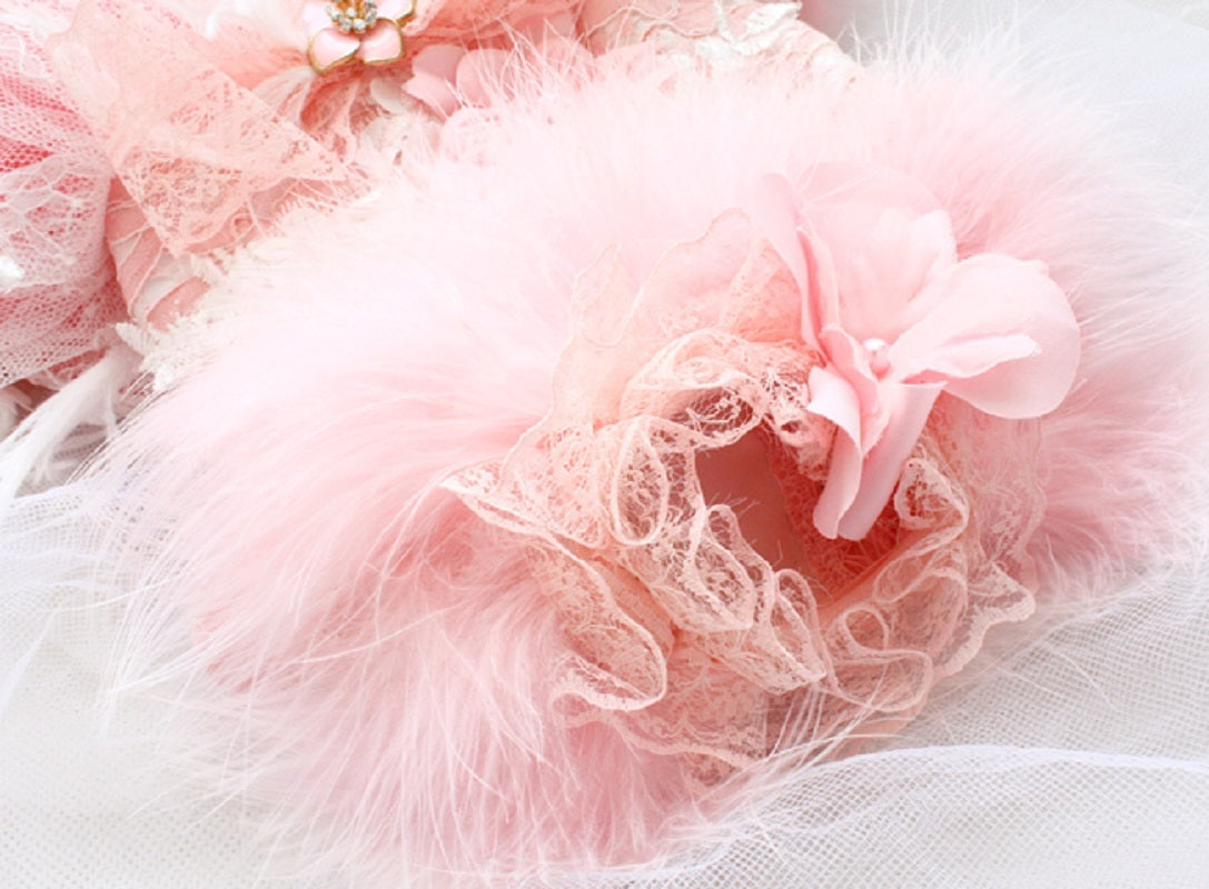 Pink Swan Feather Tutu Dog Princess Dress