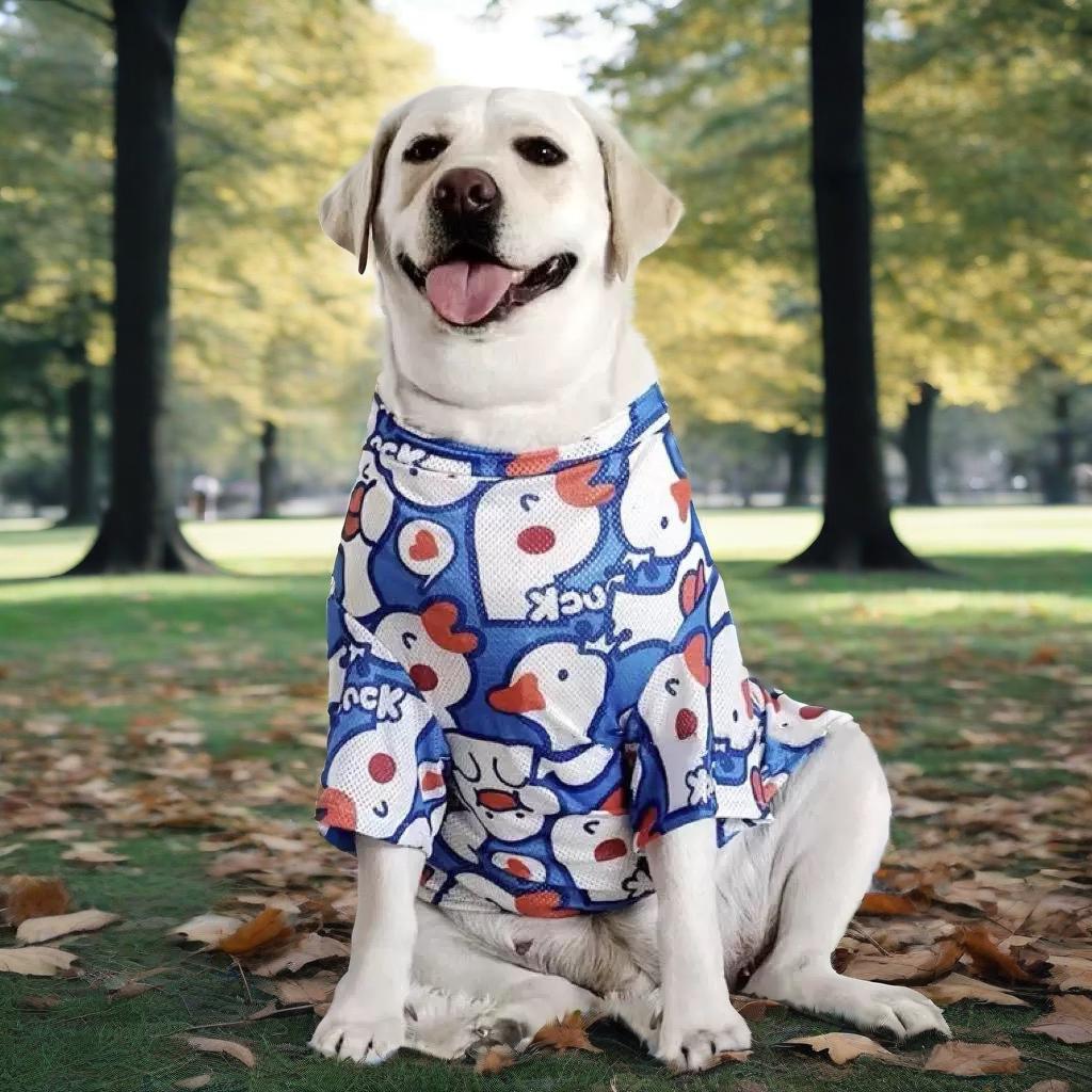 Large Dog Sun Shirt with Cartoon Prints