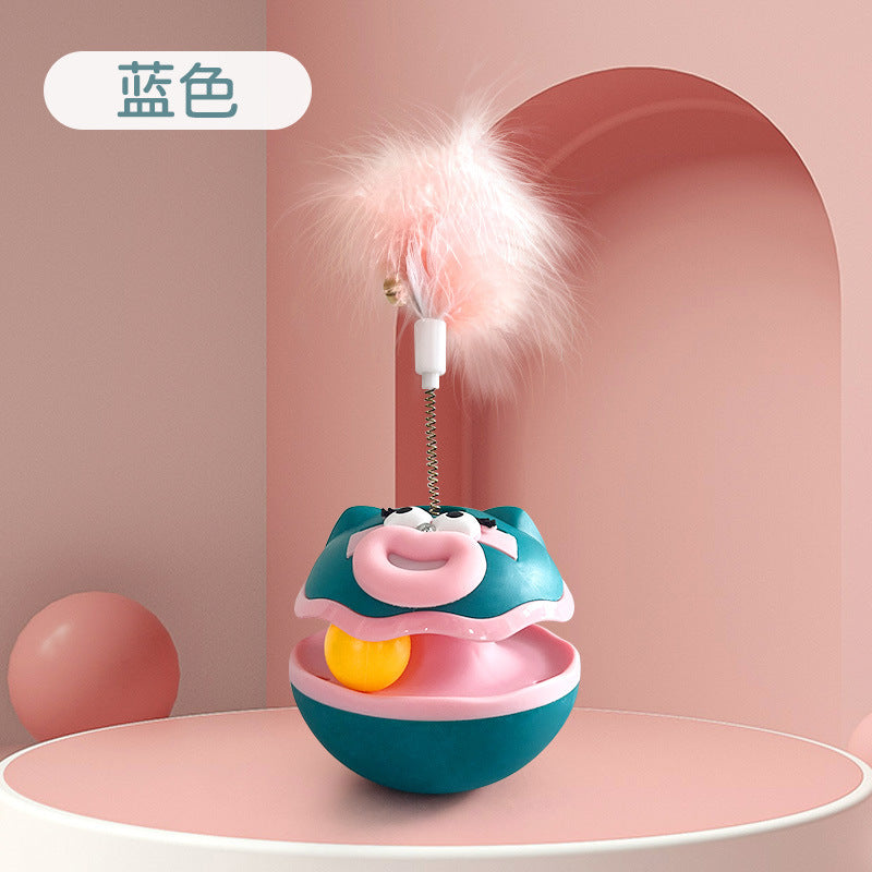 Feather Tumbler Cat Toy with Rolling Ball