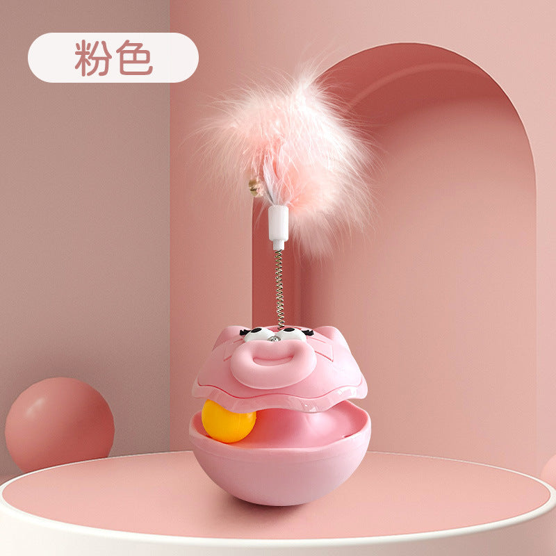 Feather Tumbler Cat Toy with Rolling Ball