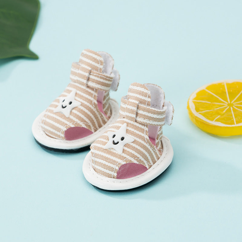 Striped Dog Sandals with Hook-and-Loop Straps