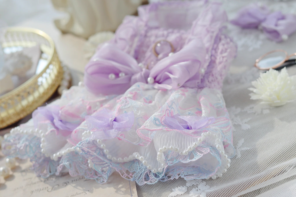 Purple Lace Pearl Bow Dog Dress