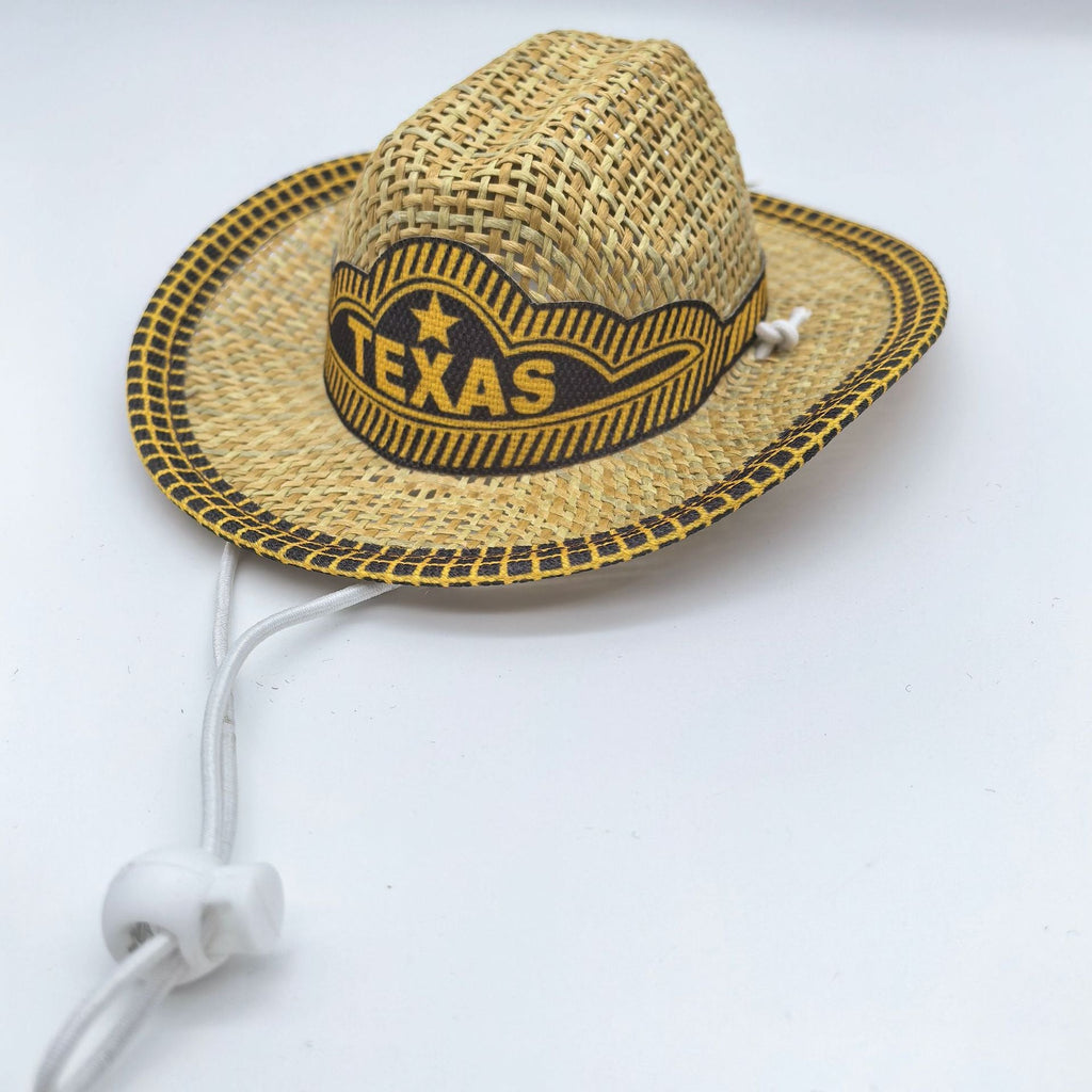 Straw Pet Cowboy Hat with Chin Cord
