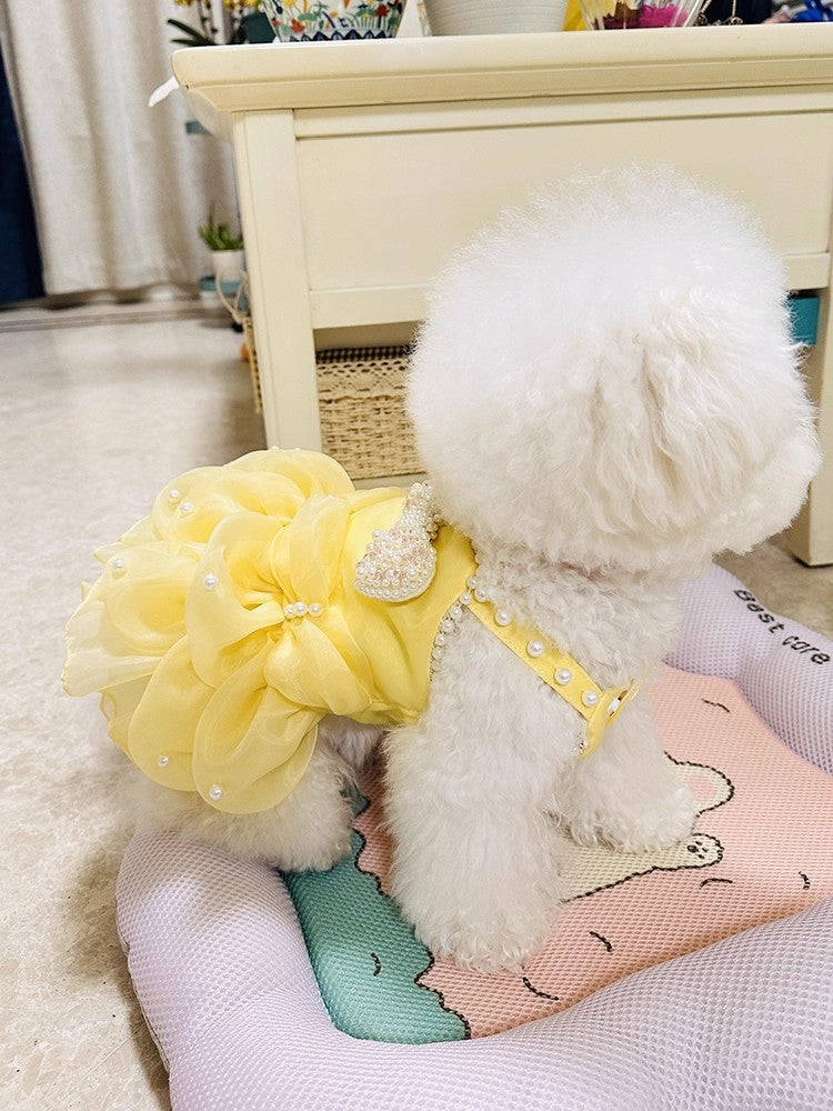 Yellow Pearl Princess Dog Dress